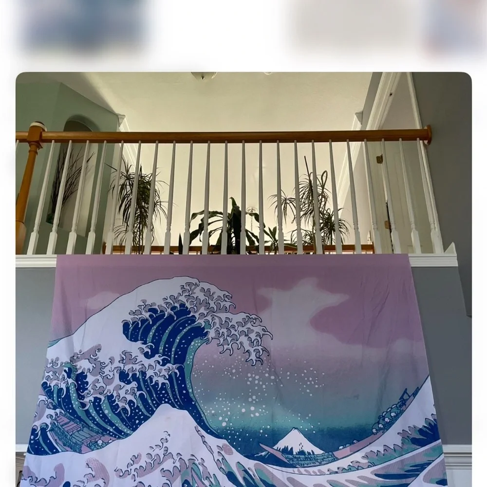The Great Wave of Kanagawa Large Wall Tapestry in pastel